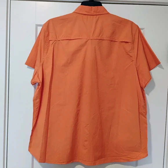 NWT XL Eddie Bauer Mountain Ripstop Orange Hiking Outdoor Button Up SS Shirt NEW - Picture 11 of 12